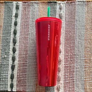 Starbucks Glossy Red Tumbler with Green Straw